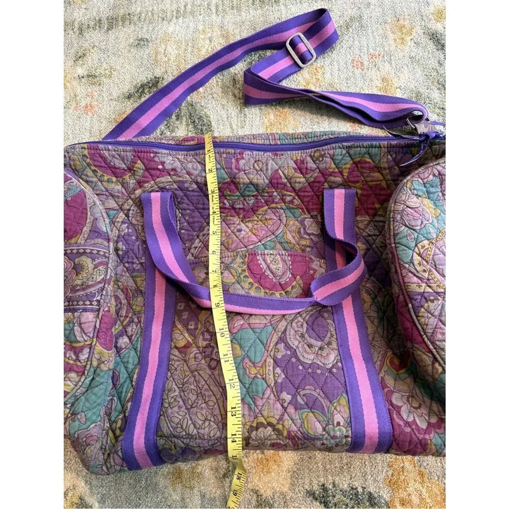 Vera Bradley Compact Sport Bag Tote Duffle Purple Paisley